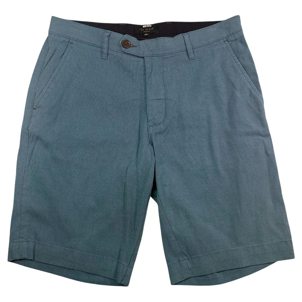 Ted Baker Chino Shorts Mens 30 Regular Blue Cotton Golf Summer Luxury Preppy
